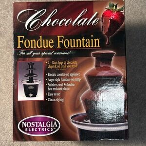 NIB Chocolate Fondue Fountain- 3-Tier- Nostalgia Electrics